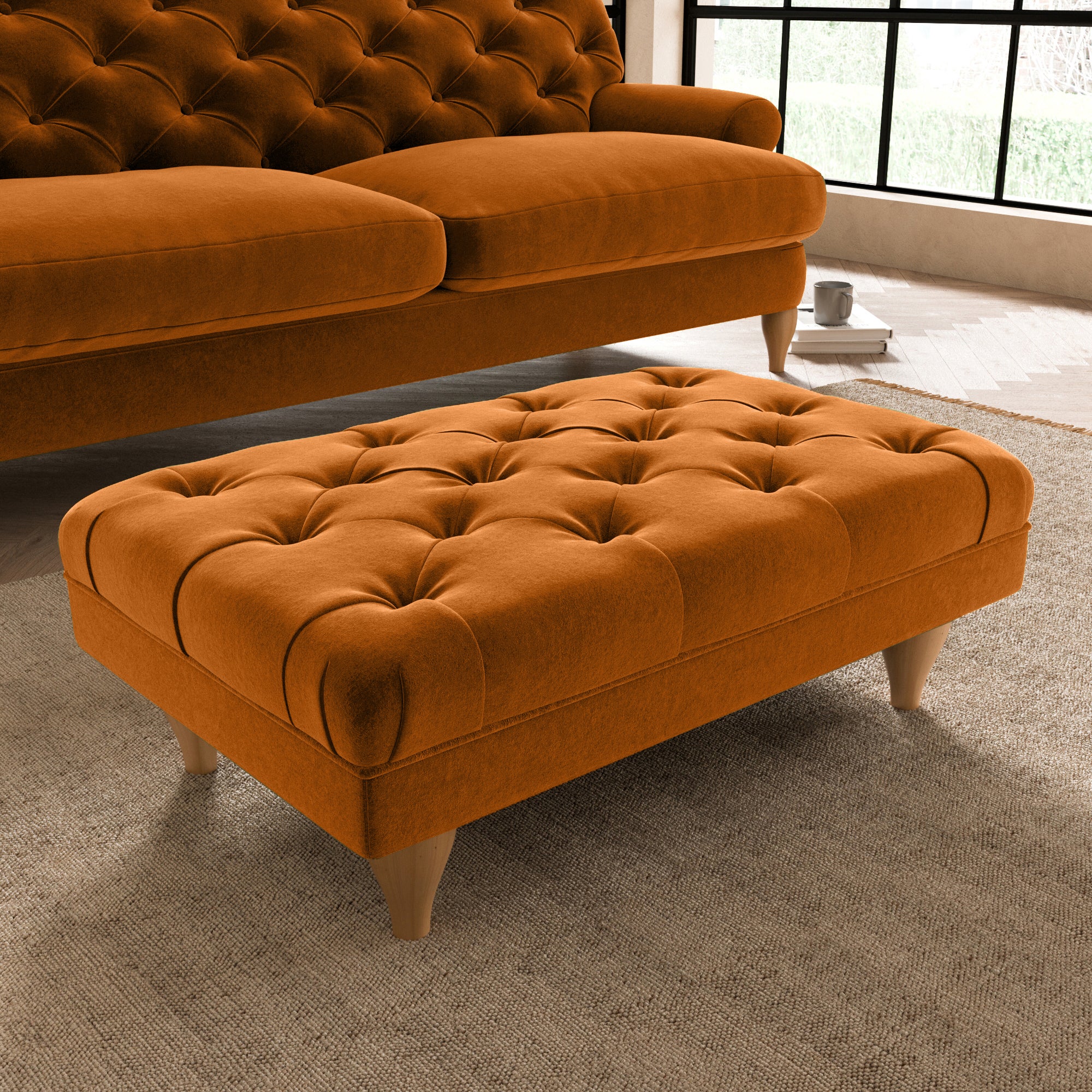 Warwick Footstool Orange