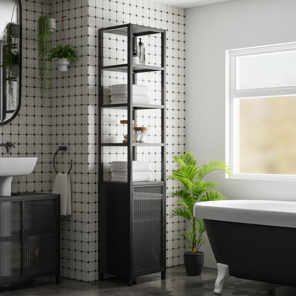 Black glass store bathroom cabinet