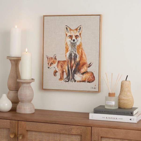 Fox and Baby Capped Canvas Gold