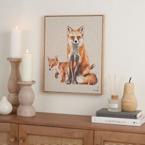 Fox and Baby Framed Canvas
