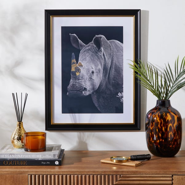 Rhino Framed Print Black