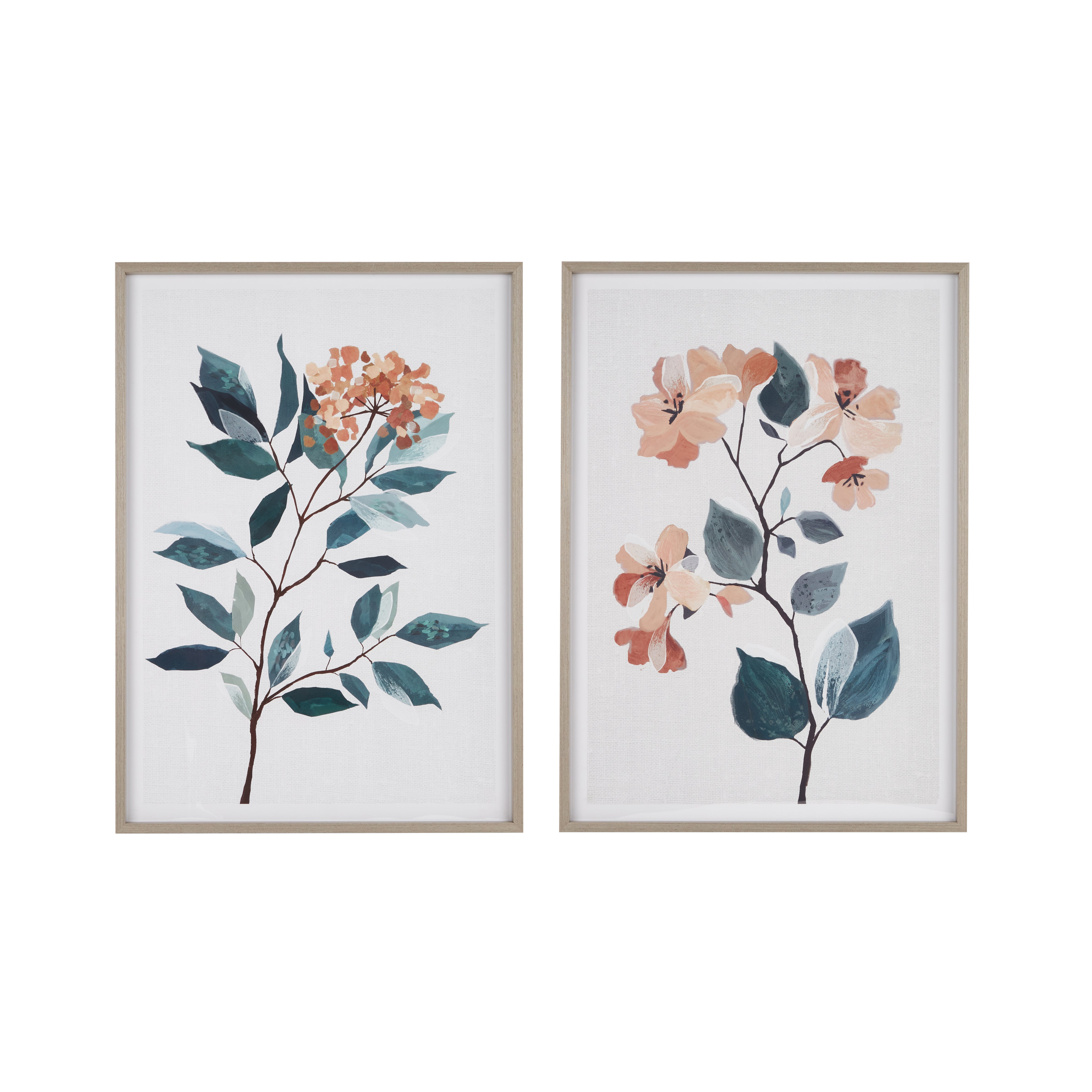 Set of 2 Floral Stem Framed Print 50x70cm | Dunelm