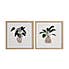 Set of 2 Modern Floral Framed Prints 40x40cm Green