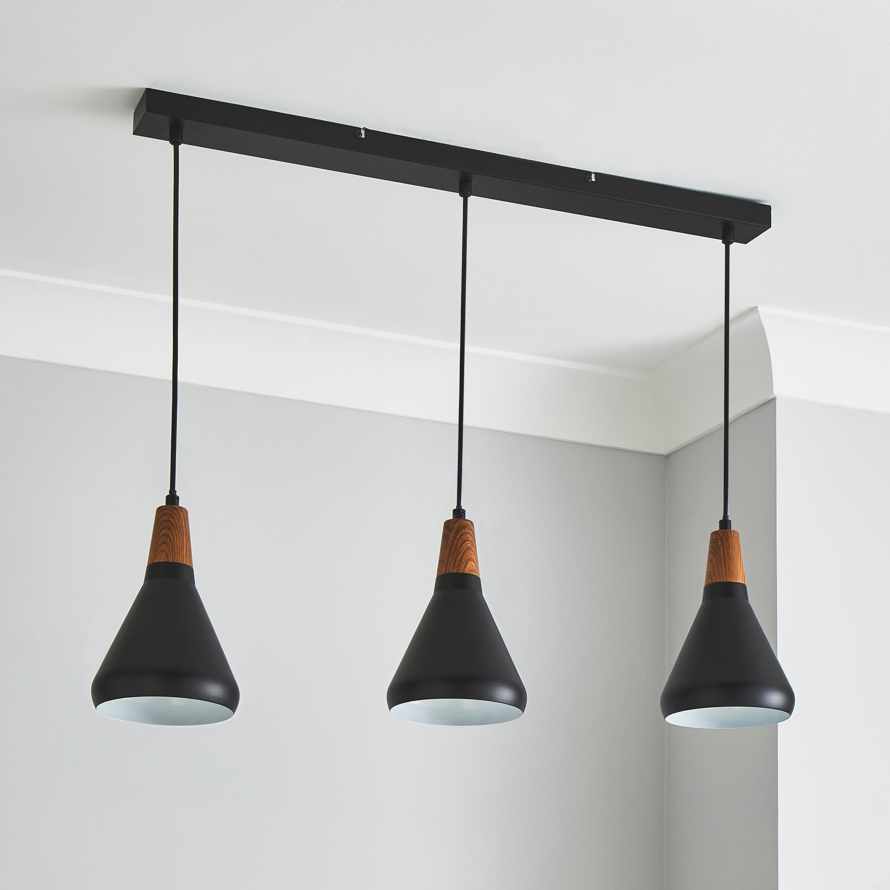 Elements Wolston 3 Light Diner Ceiling Fitting Black