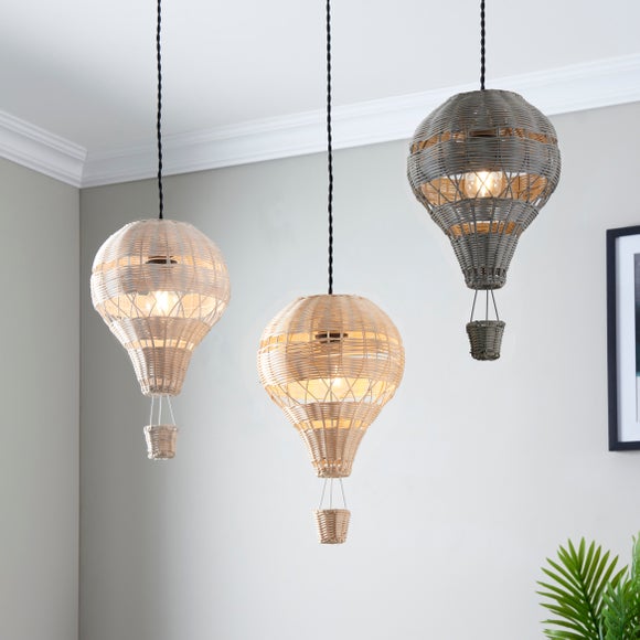 hot air balloon rattan easy fit pendant