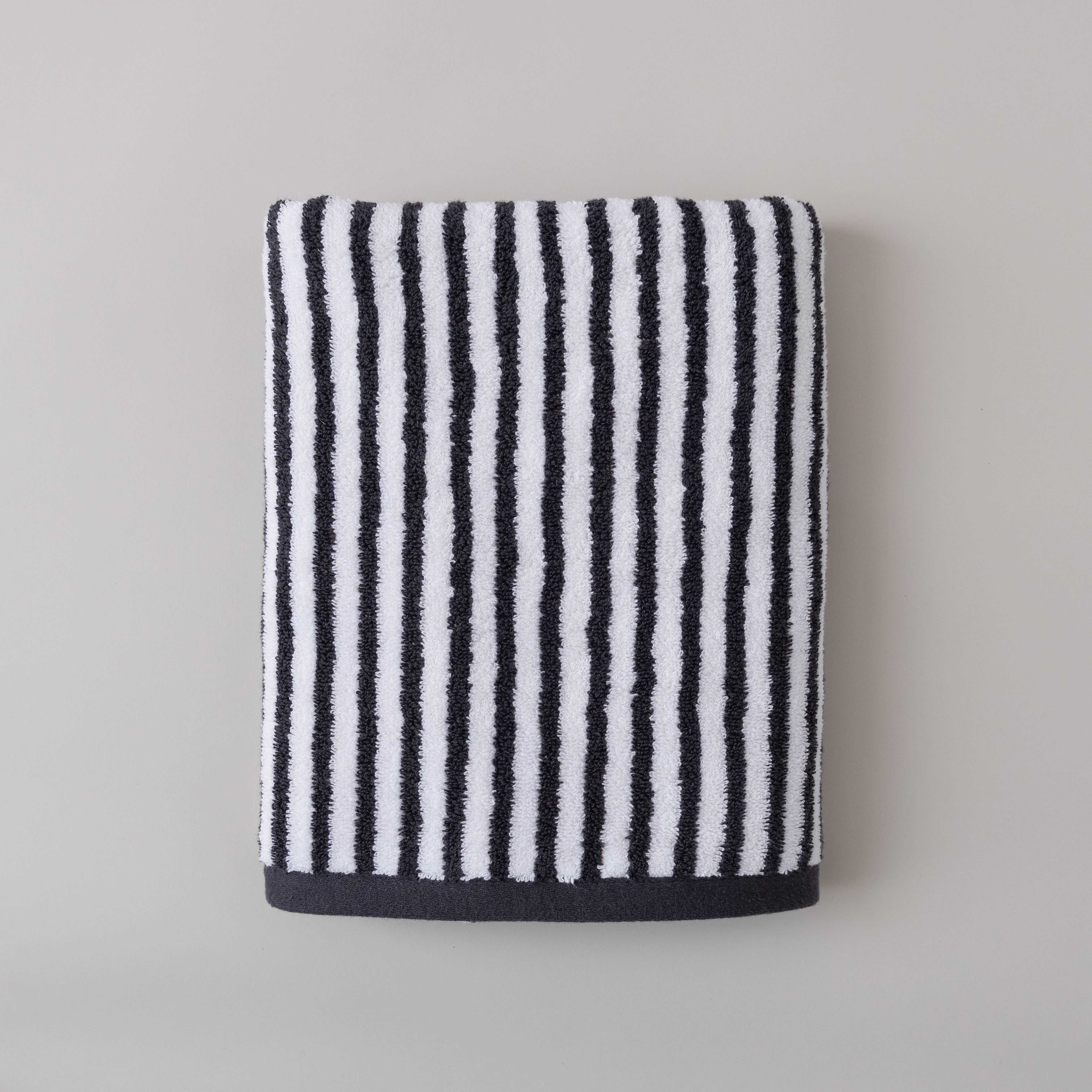 Mustard and Charcoal Striped Towel | Dunelm