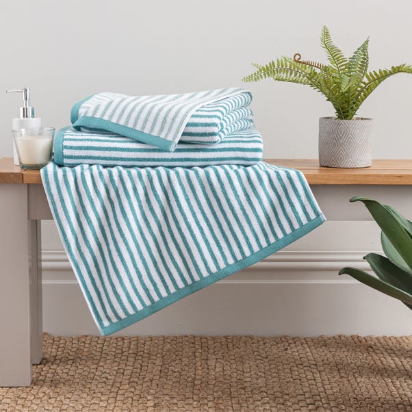 Kingfisher and Mint Striped Towel  undefined
