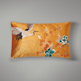 Embroidered Crane Cushion 
