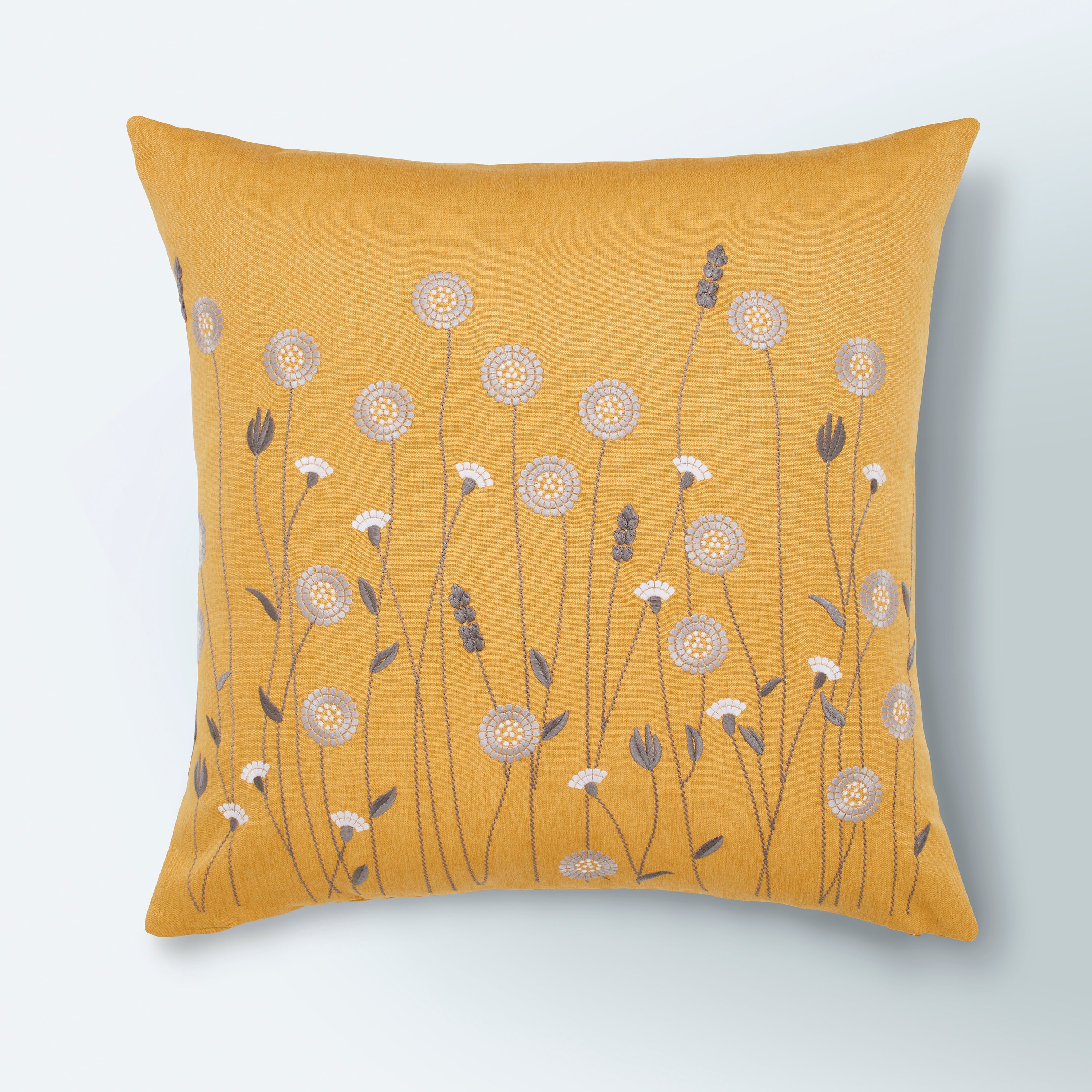 Scandi Floral Ochre Cushion Cover Yellowwhite