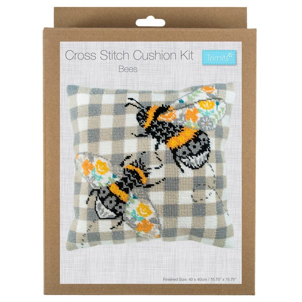 Gingham Bee Half Stitch Cushion Kit image 1 of 5