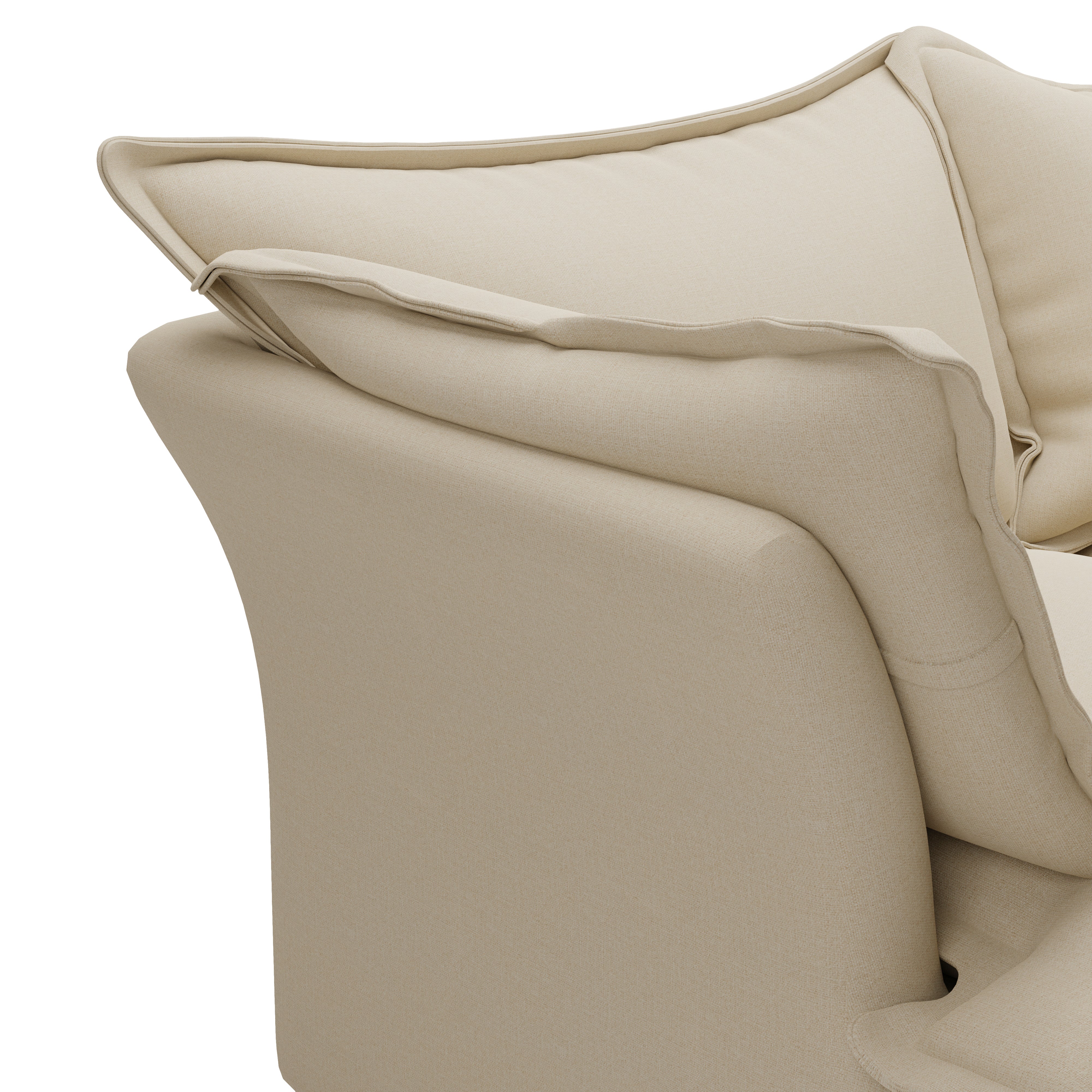 Skye Slub Faux Linen Pillow Back 2 Seater Sofa Beige