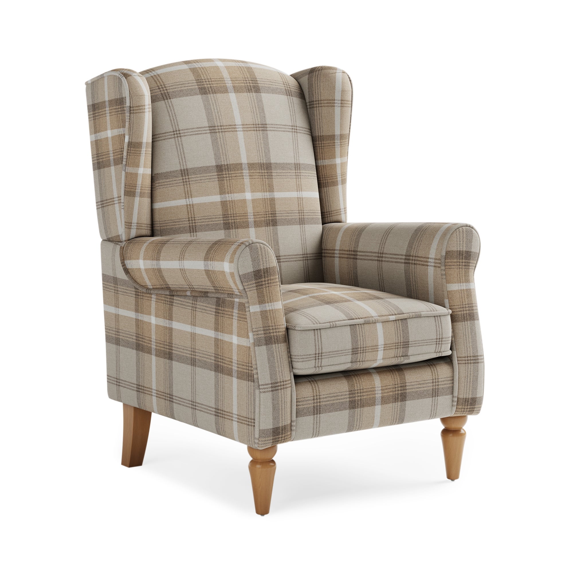 Oswald Check Wingback Armchair | Dunelm