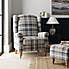 Oswald Grande Check Wingback Armchair Grey Oswald Wingback