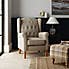 Oswald Button Back Faux Wool Wingback Armchair Natural