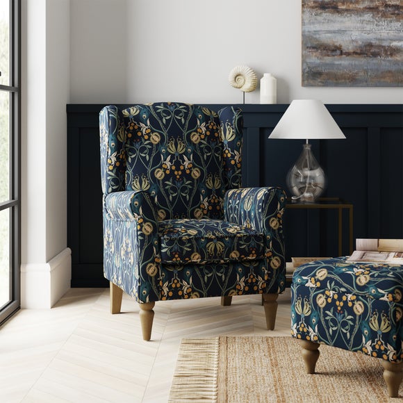 Blue discount pattern armchair