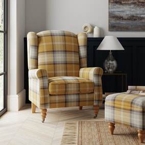 Oswald Self Assembly Old Gold Check Grande Armchair