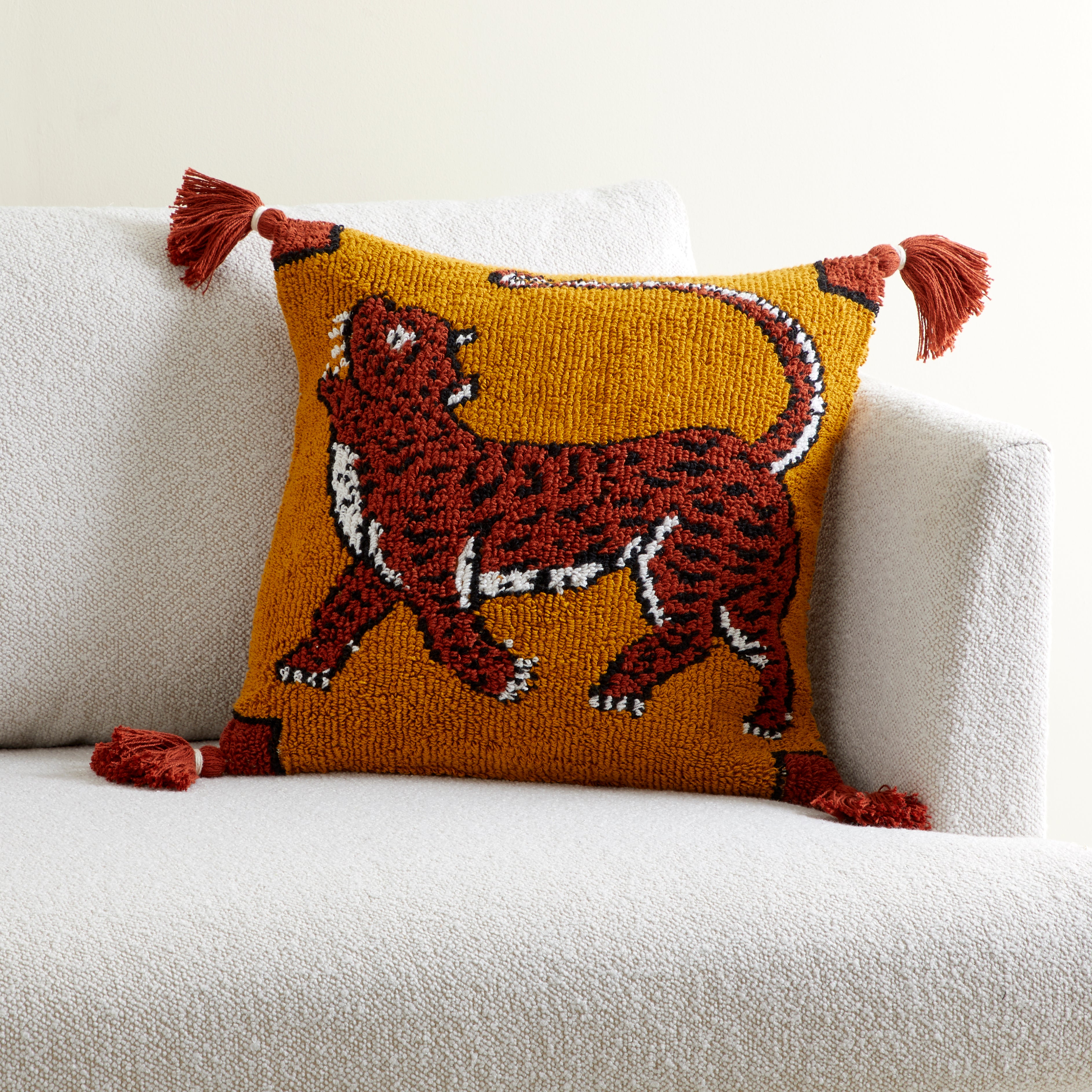 Tufted Tiger Cushion Orange