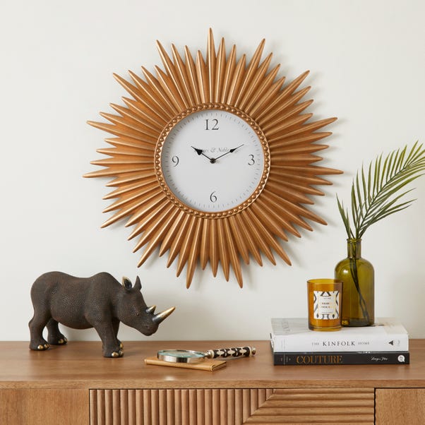 Luxe Traveller Starburst Clock 60cm Brass