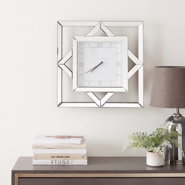 Luxe Geo Square Mirrored Wall Clock image 1 of 3