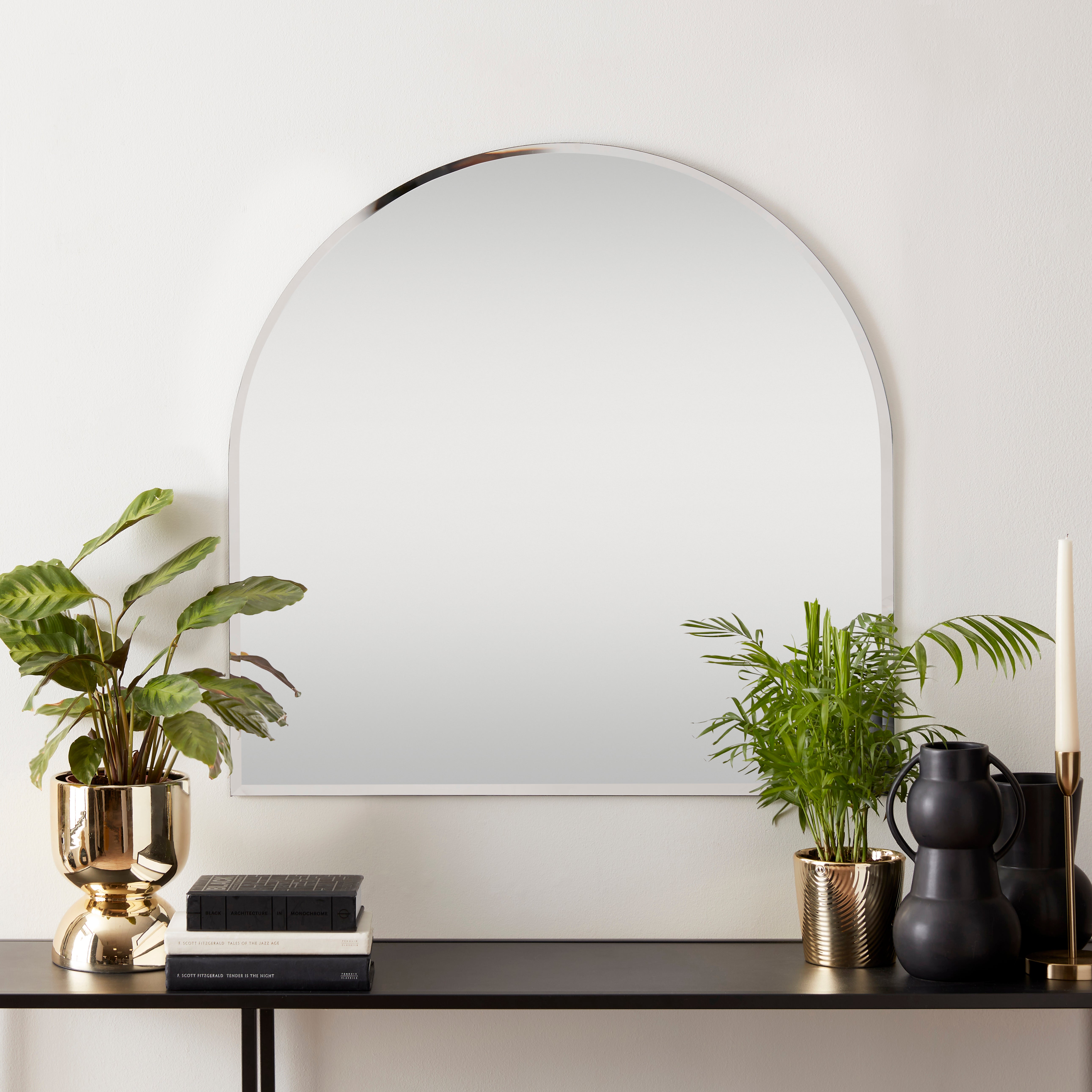 Click to view product details and reviews for Frameless Apartment Arch Mirror 70x70cm Silver.