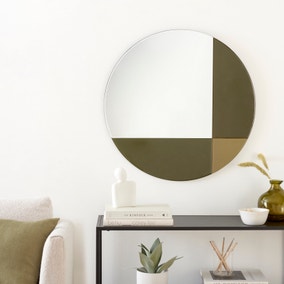 Elements Round Coloured Glass Wall Mirror, 70cm