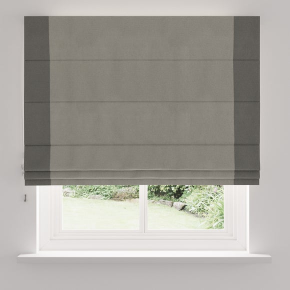 Luna Bordered Mid Grey and Charcoal Roman Blind Dunelm