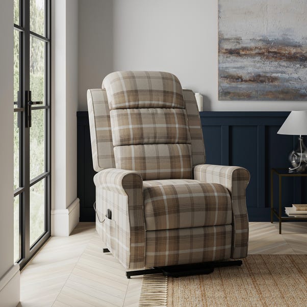 Edith Check Rise and Recline Chair Natural