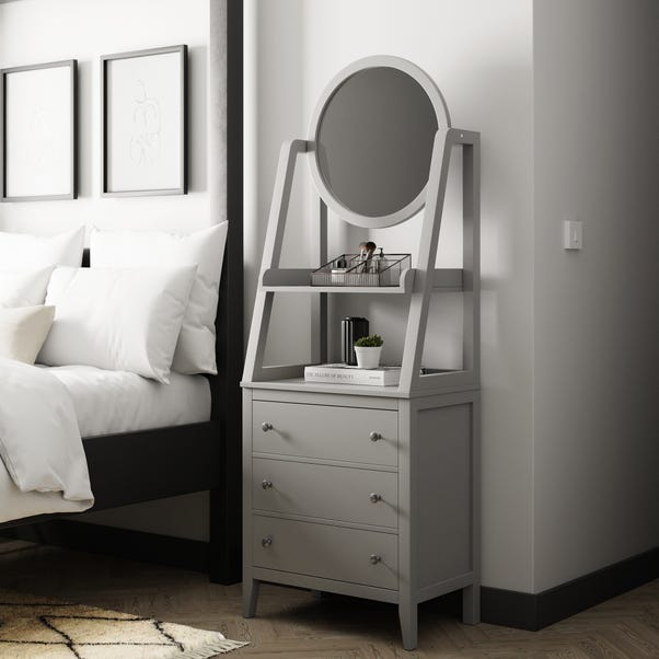 Lynton 3 Drawer Standing Dressing Table with Mirror, Grey image 1 of 8