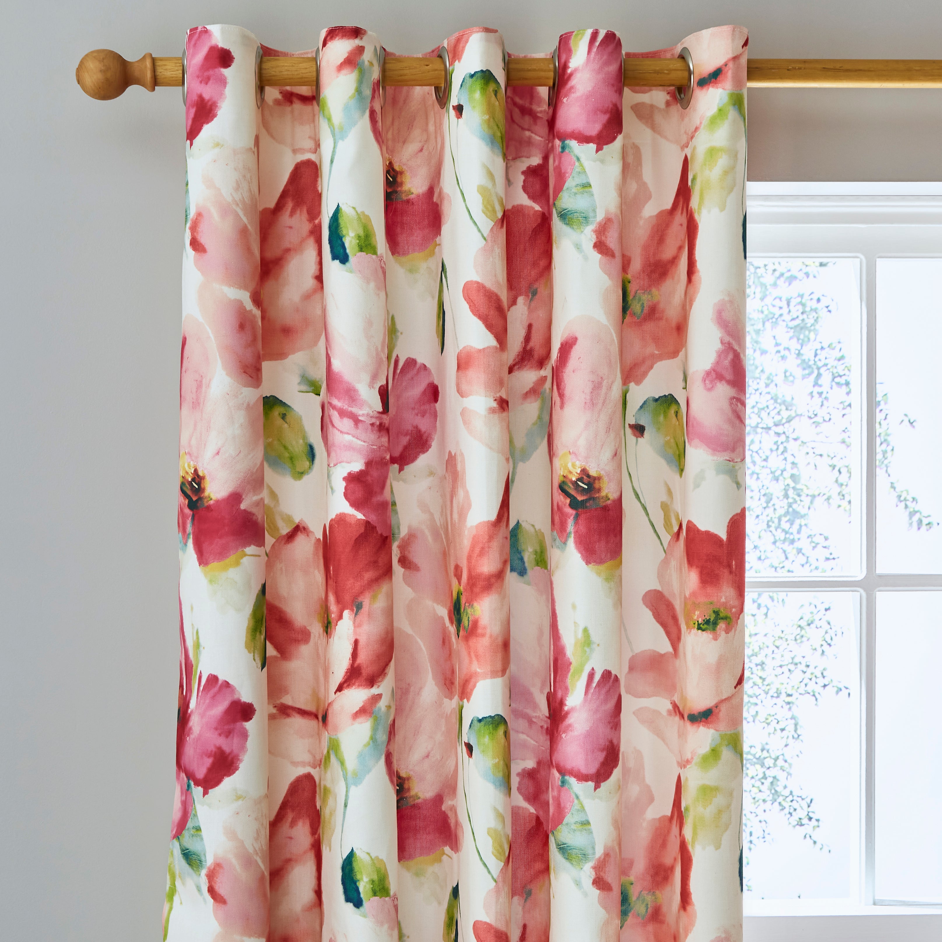 Watercolour Floral Multi Eyelet Curtains