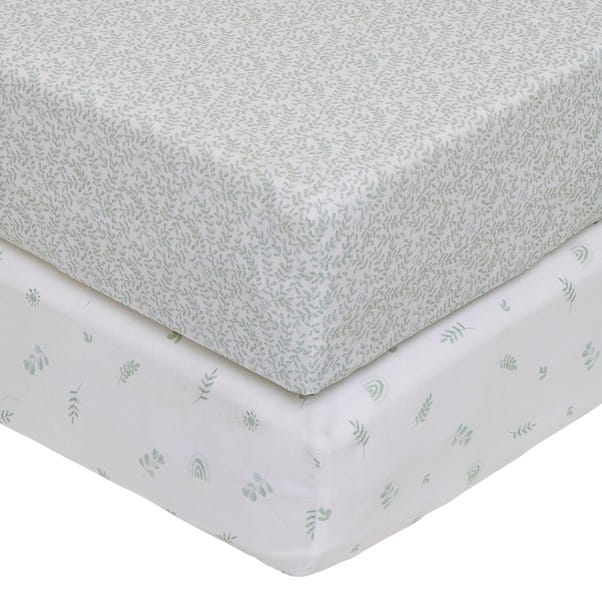 Pack of 2 100% Cotton Eucalyptus Jersey Fitted Sheets image 1 of 7
