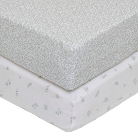 Pack of 2 100% Cotton Eucalyptus Jersey Fitted Sheets