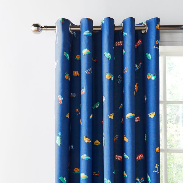 Blue Transport Thermal Blackout Eyelet Curtains  undefined