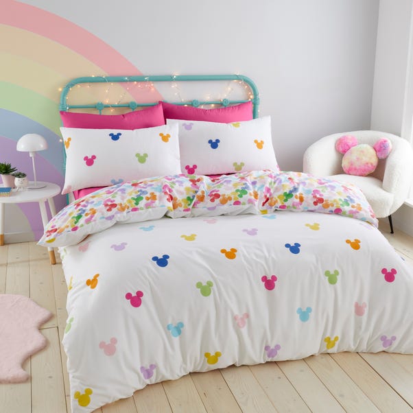 Disney Mickey Mouse Rainbow Duvet Cover & Pillowcase Set image 1 of 6