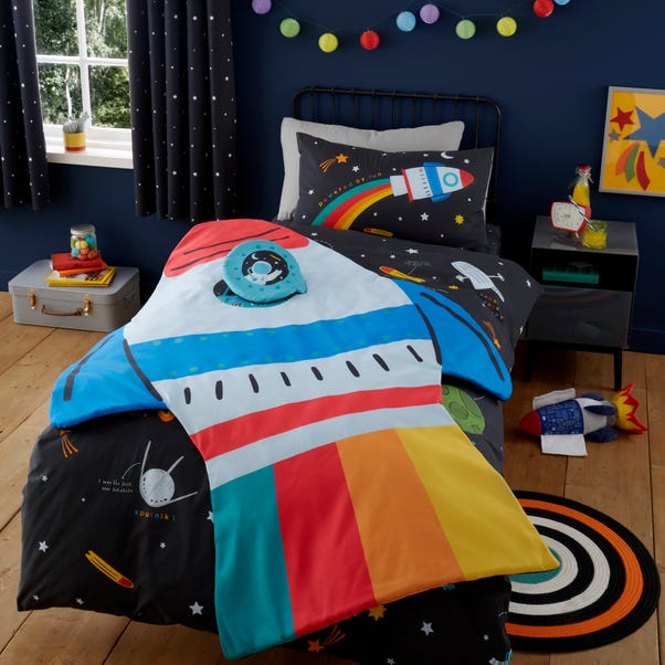 Outer Space Rocket Bedspread