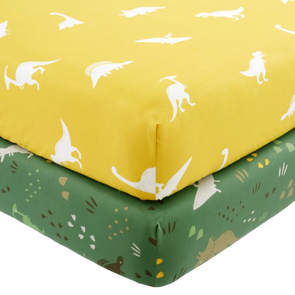Dino Pack of 2 Fitted Sheets image 1 of 3