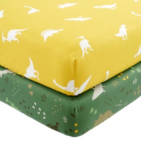 Dino Pack of 2 Fitted Sheets