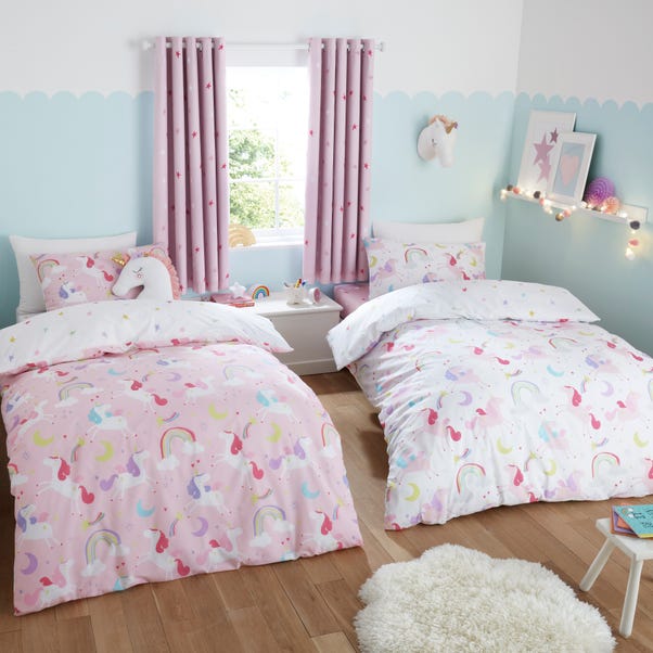 Unicorn Stars Duvet Cover and Pillowcase Twin Pack Set image 1 of 9