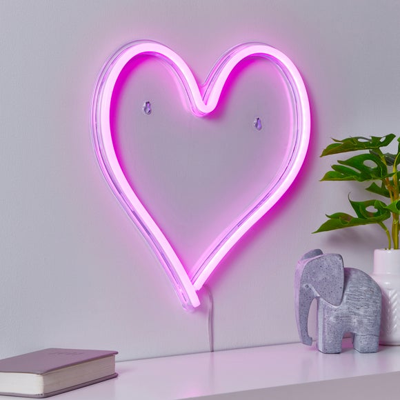 Neon heart store wall light