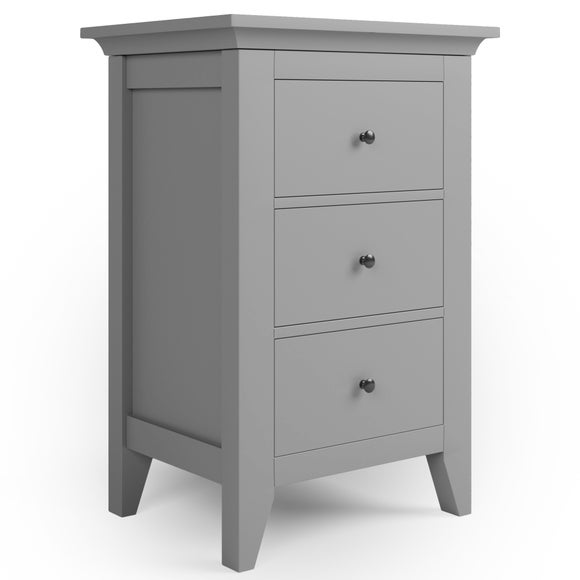 Lynton Grey 3 Drawer Bedside Table | Dunelm