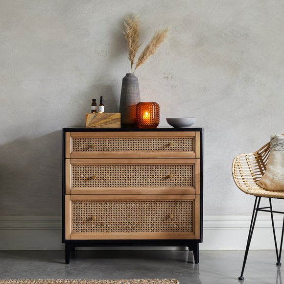 Tall rattan chest on sale of drawers