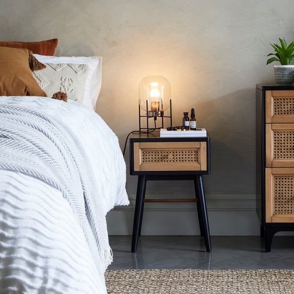 black and rattan side table