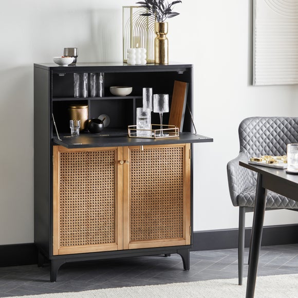 Black cane shop bar cabinet