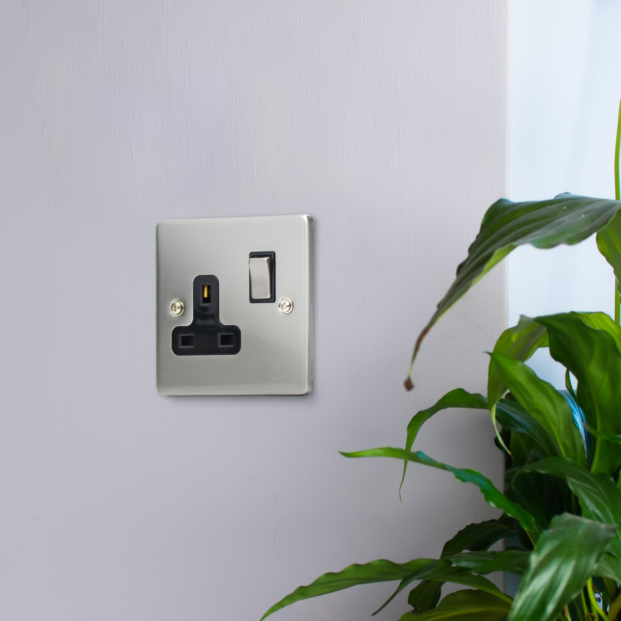 Image of 1 Gang 13 Amp Stainless Steel Wall Socket Chrome