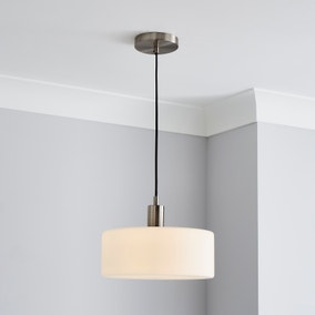 Amelie Opal Satin Nickel Glass Light Ceiling Fitting