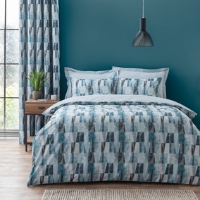 Elements Iver Geo Teal Duvet Cover and Pillowcase Set