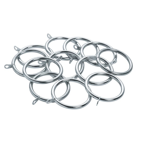 Mix and Match Pack of 12 Unlined Curtain Rings Dia. 28mm Chrome