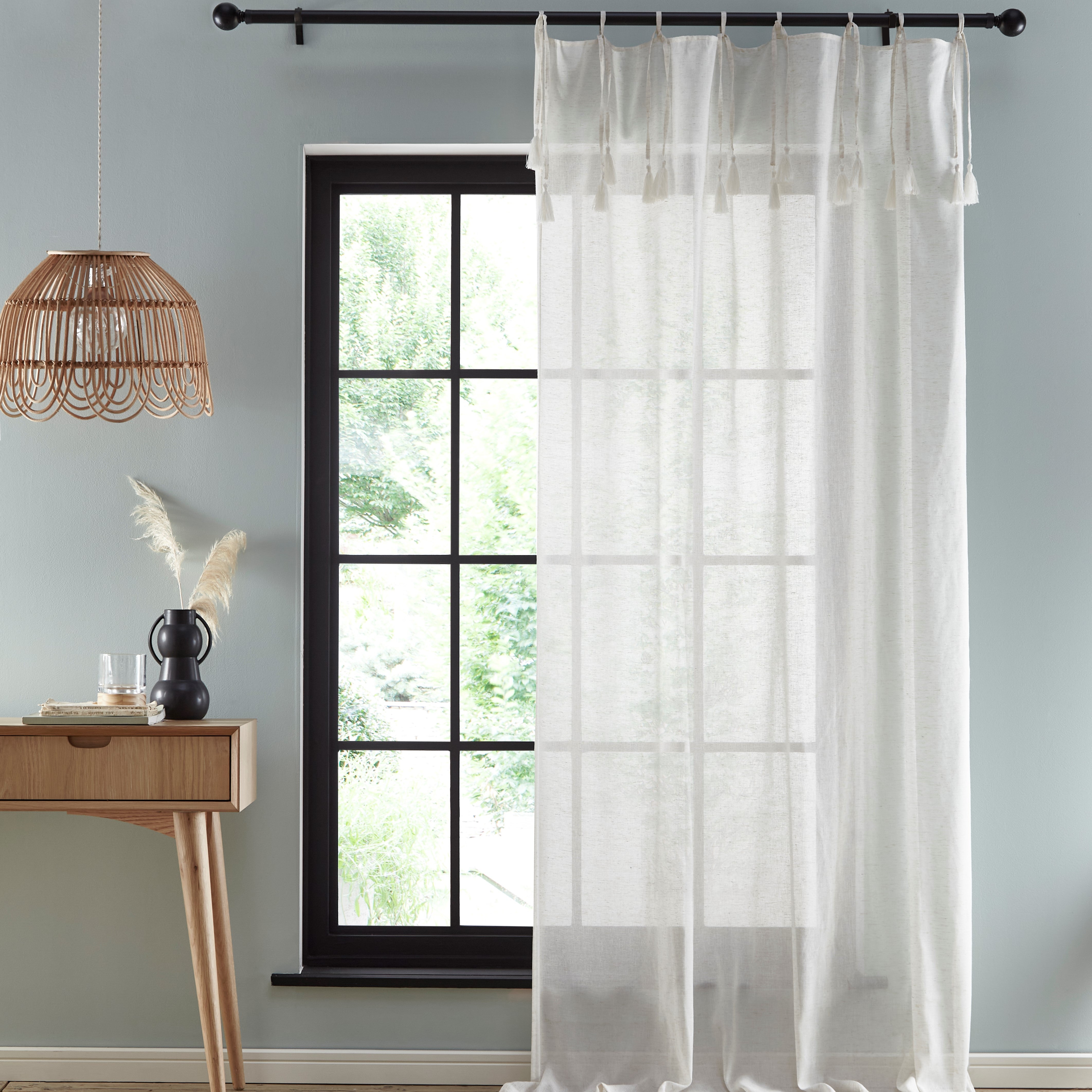 Marley Natural Tie Top Single Voile Panel | Dunelm