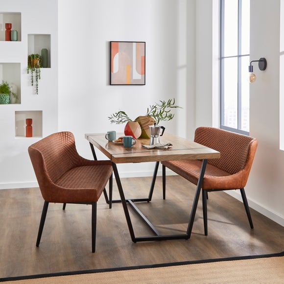 Dining bench deals faux leather