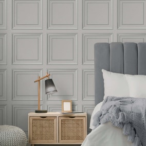 Square Panel Grey Wallpaper