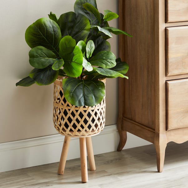 Bamboo and Wood Plant Stand Natural